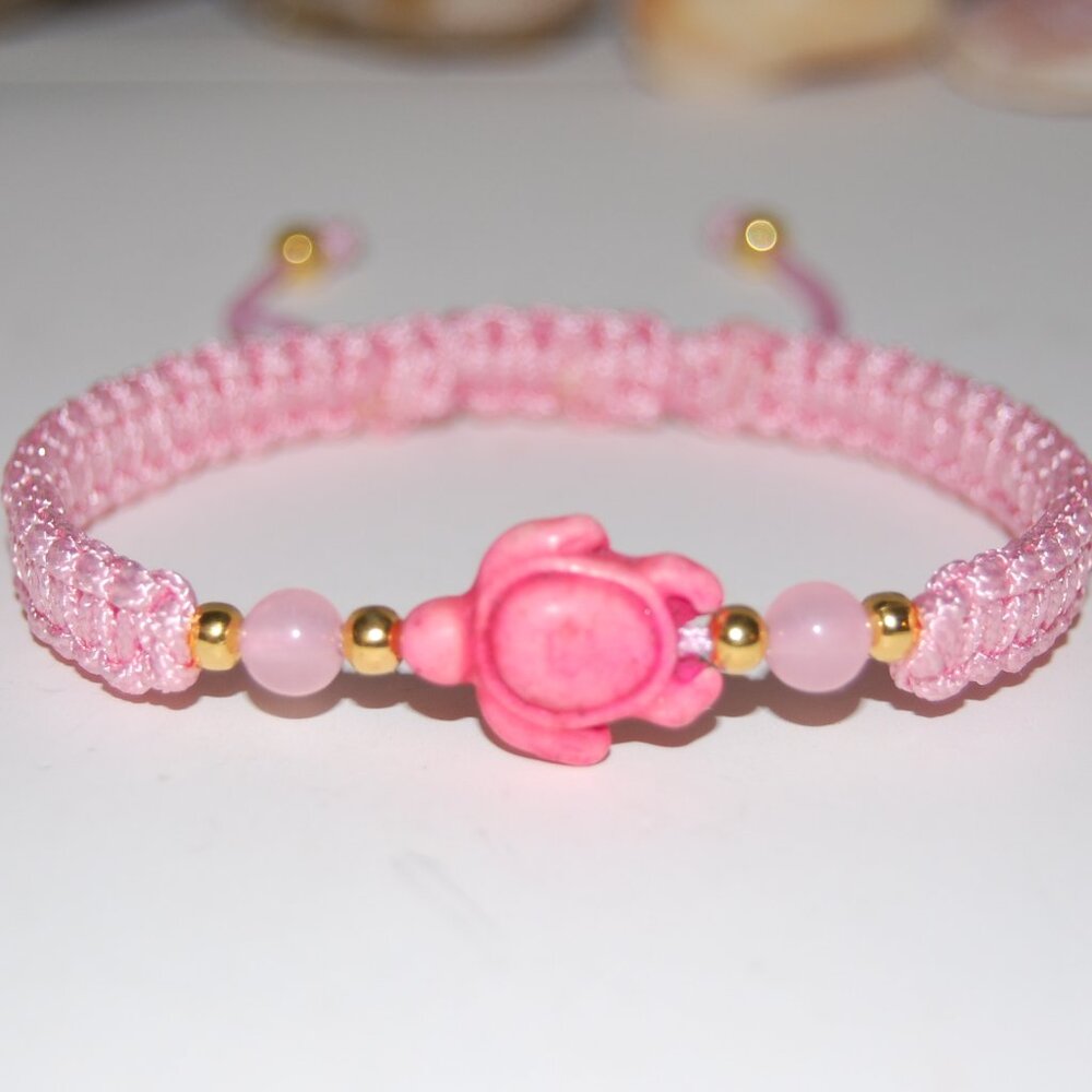 Turtle Bracelet,Braided Bracelet,Pink Turtle Bracelet,Good Wishes Bracelet